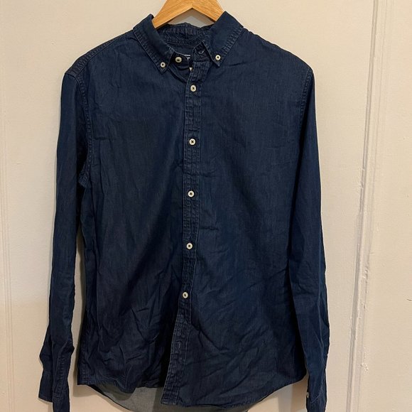 Jack Threads Blue Denim Button-Up Dress Shirt  - Men's Medium - Picture 1 of 2